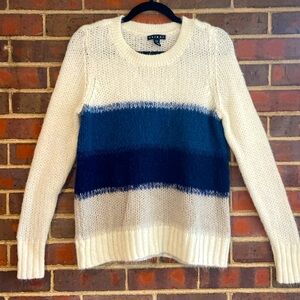 TRIBAL Crew neck pullover sweater with blue stripes size M